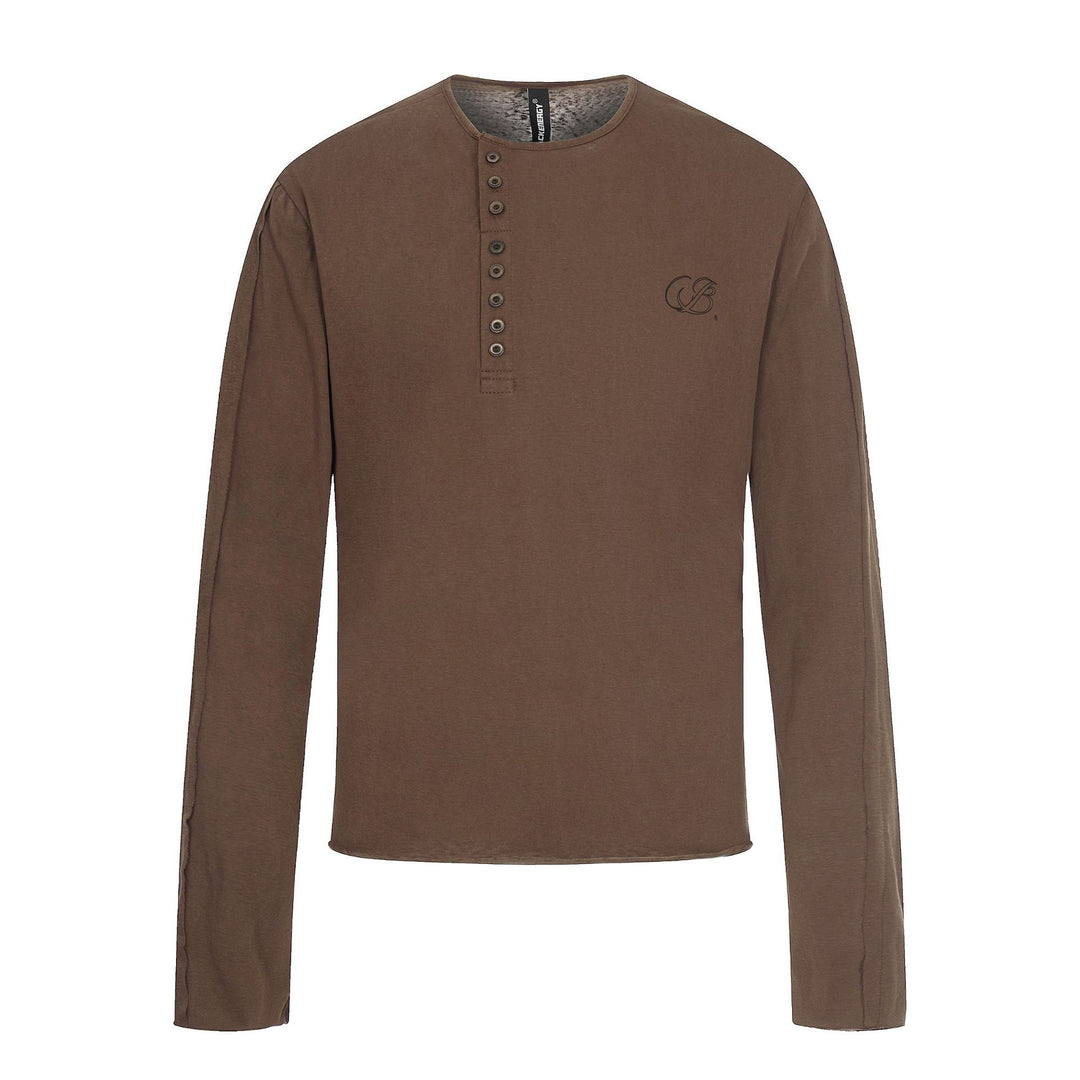 Herren Langarm-Henleyshirt mit asymmetrischer Knopfleiste und leichtem Relaxed Fit Drune