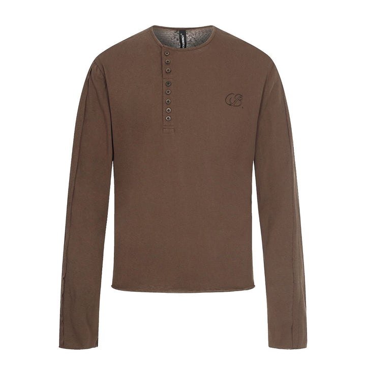 Herren Langarm-Henleyshirt mit asymmetrischer Knopfleiste und leichtem Relaxed Fit Drune