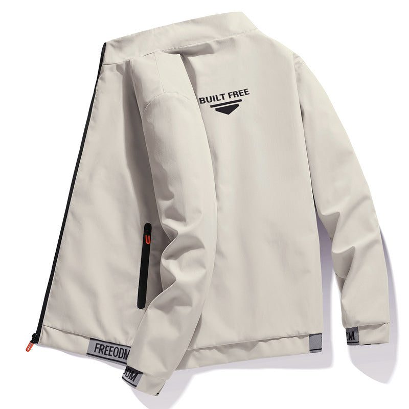 Herren leichter winddichter Freizeitblouson mit Logo-Print, Reißverschlusstaschen und elastischem Saum Drune