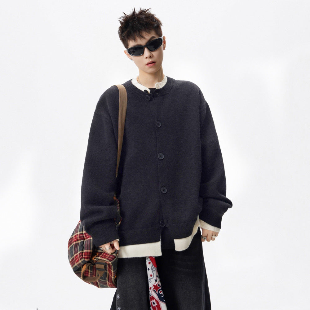 Damen Oversized Strickjacke mit Knopfleiste Drune