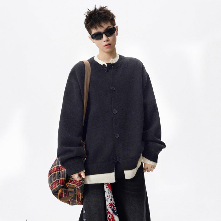 Damen Oversized Strickjacke mit Knopfleiste Drune