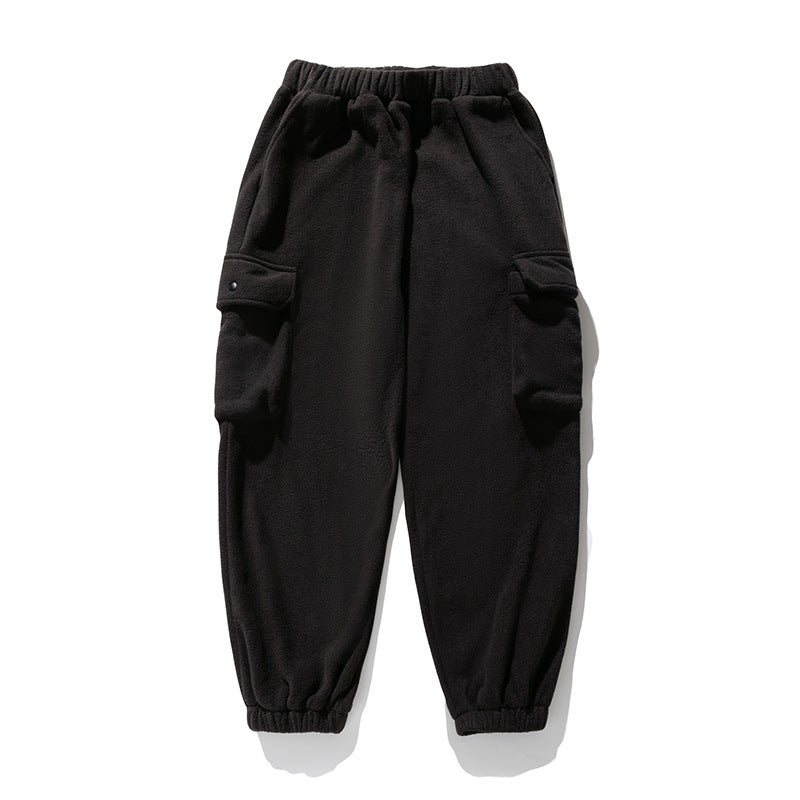 Unisex Fleece-Cargo-Jogginghose im Utility-Look mit elastischem Bund, Kordelzug und Klappentaschen Drune