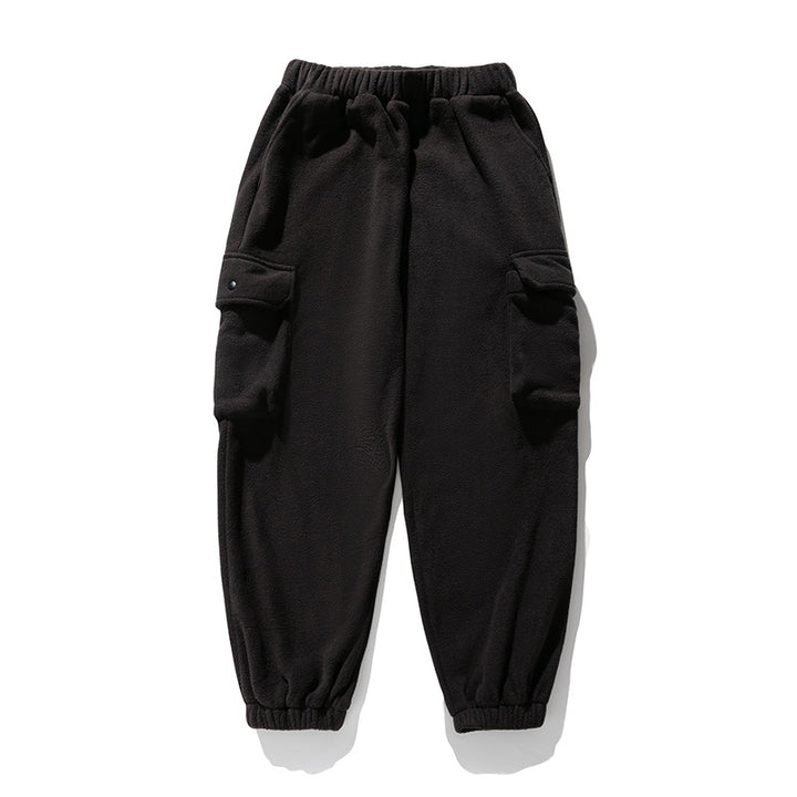 Unisex Fleece-Cargo-Jogginghose im Utility-Look mit elastischem Bund, Kordelzug und Klappentaschen Drune