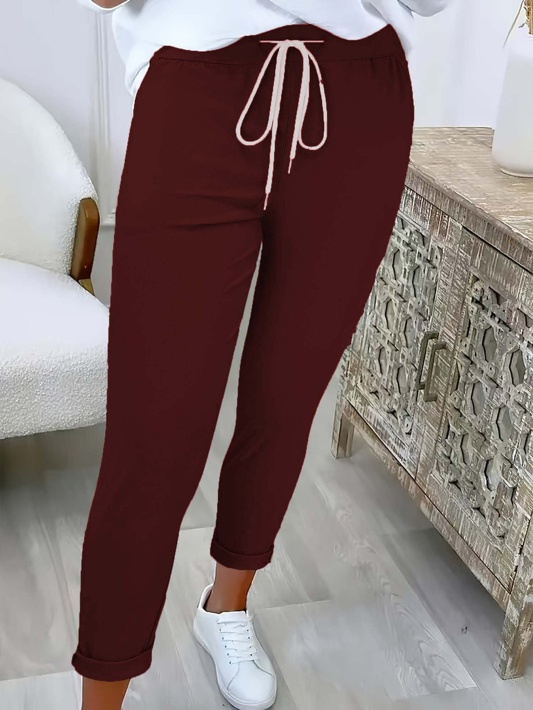 Damen Slim-Fit Jogginghose mit Tunnelzug und Umschlagbündchen Drune
