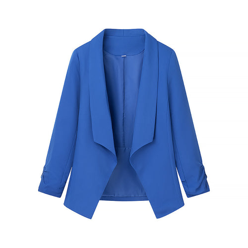 Damen nan locker fallende Waterfall-Blazerjacke mit gerafften Ärmelabschlüssen Drune