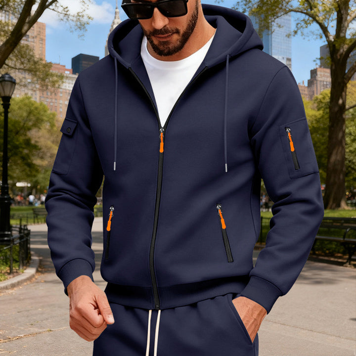 Herren nan Kapuzenjacke mit wasserabweisenden Reißverschlüssen und multifunktionalen Taschen Drune