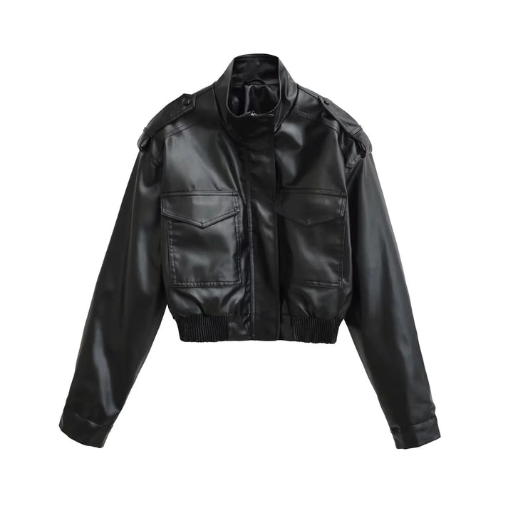 Damen nan cropped Field-Bomberjacke im Military-Look mit Stehkragen, Schulterklappen und taillennahem Rippbund Drune