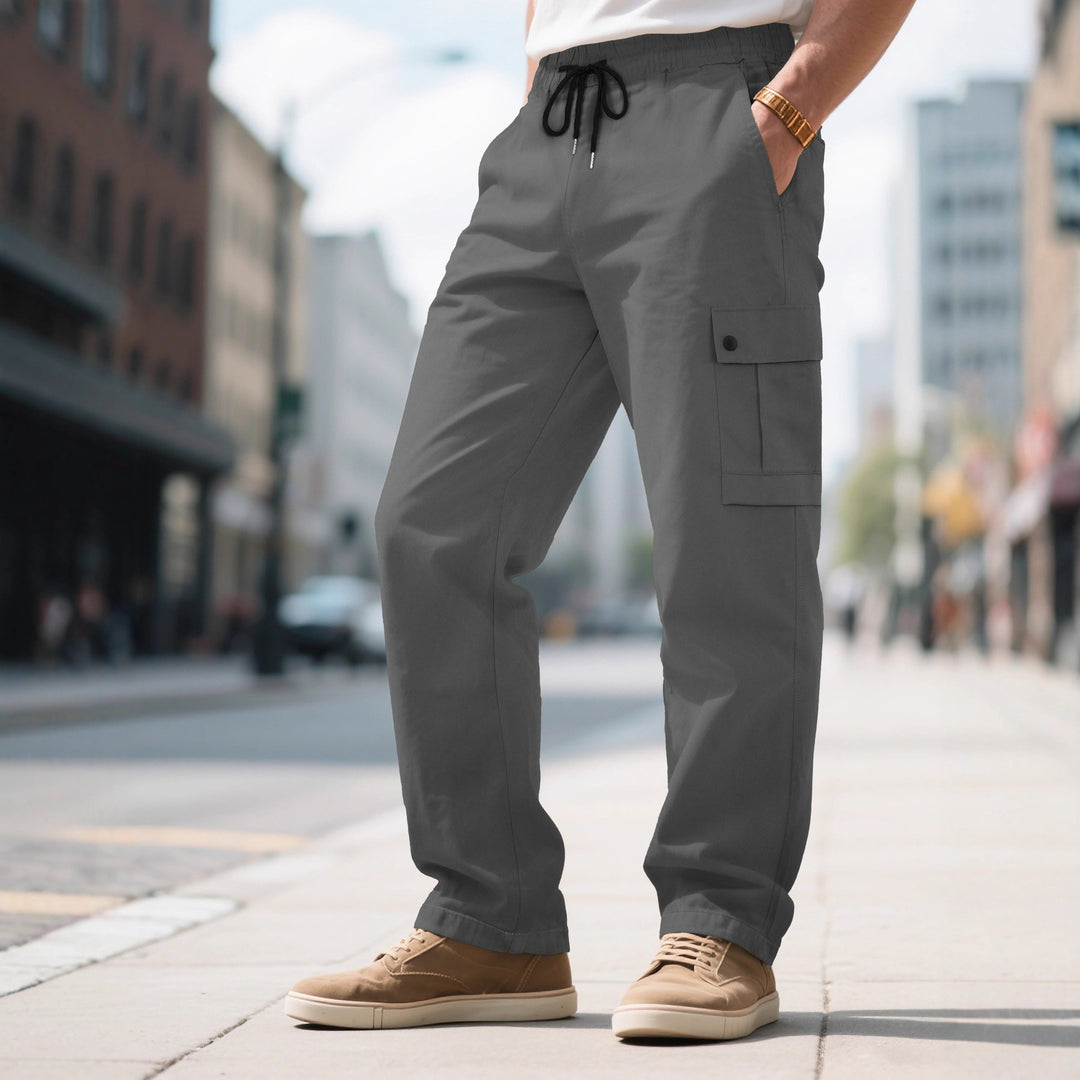 Herren nan urbane utilitarische Cargohose mit elastischem Komfortbund, Tunnelzug und verschließbaren Klappentaschen Drune