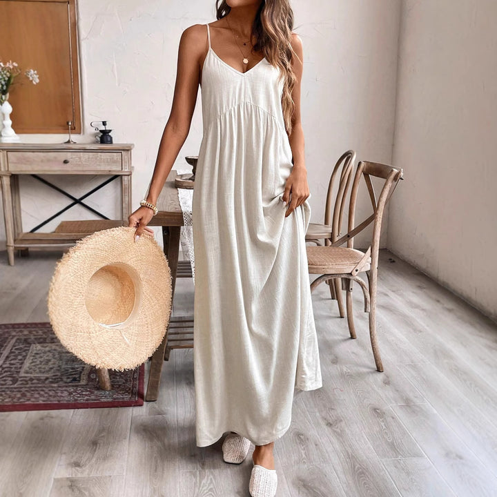 Damen Maxikleid mit feinen Trägern und fließendem Schnitt Drune
