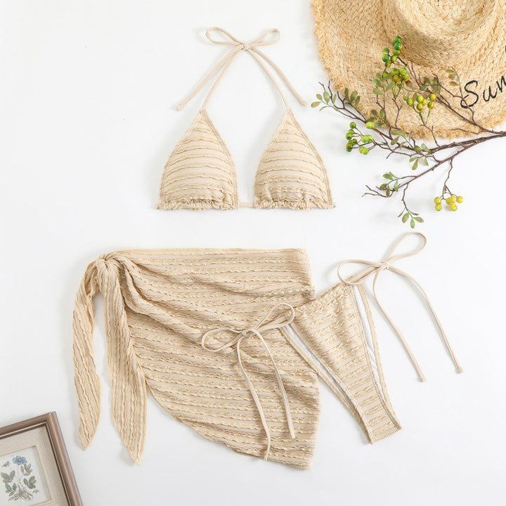 Damen Triangel-Bikini mit verstellbarem Wickelrock und stylischen Rüschendetails Drune