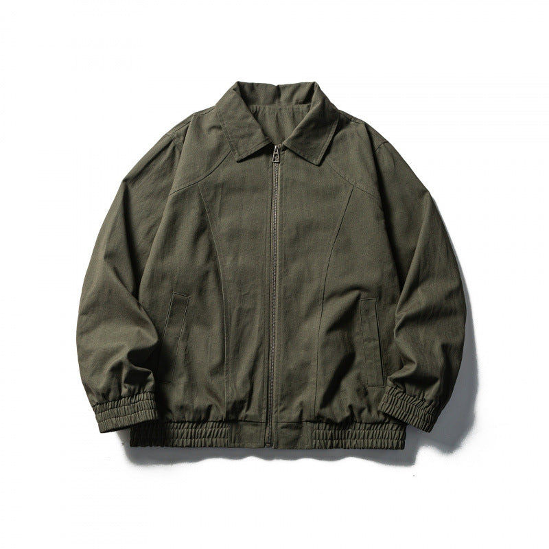Herren Boxy-Canvas-Blouson mit durchgehendem Reißverschluss und elastischen Bündchen Drune