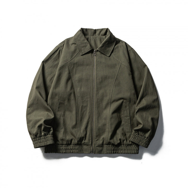 Herren Boxy-Canvas-Blouson mit durchgehendem Reißverschluss und elastischen Bündchen Drune