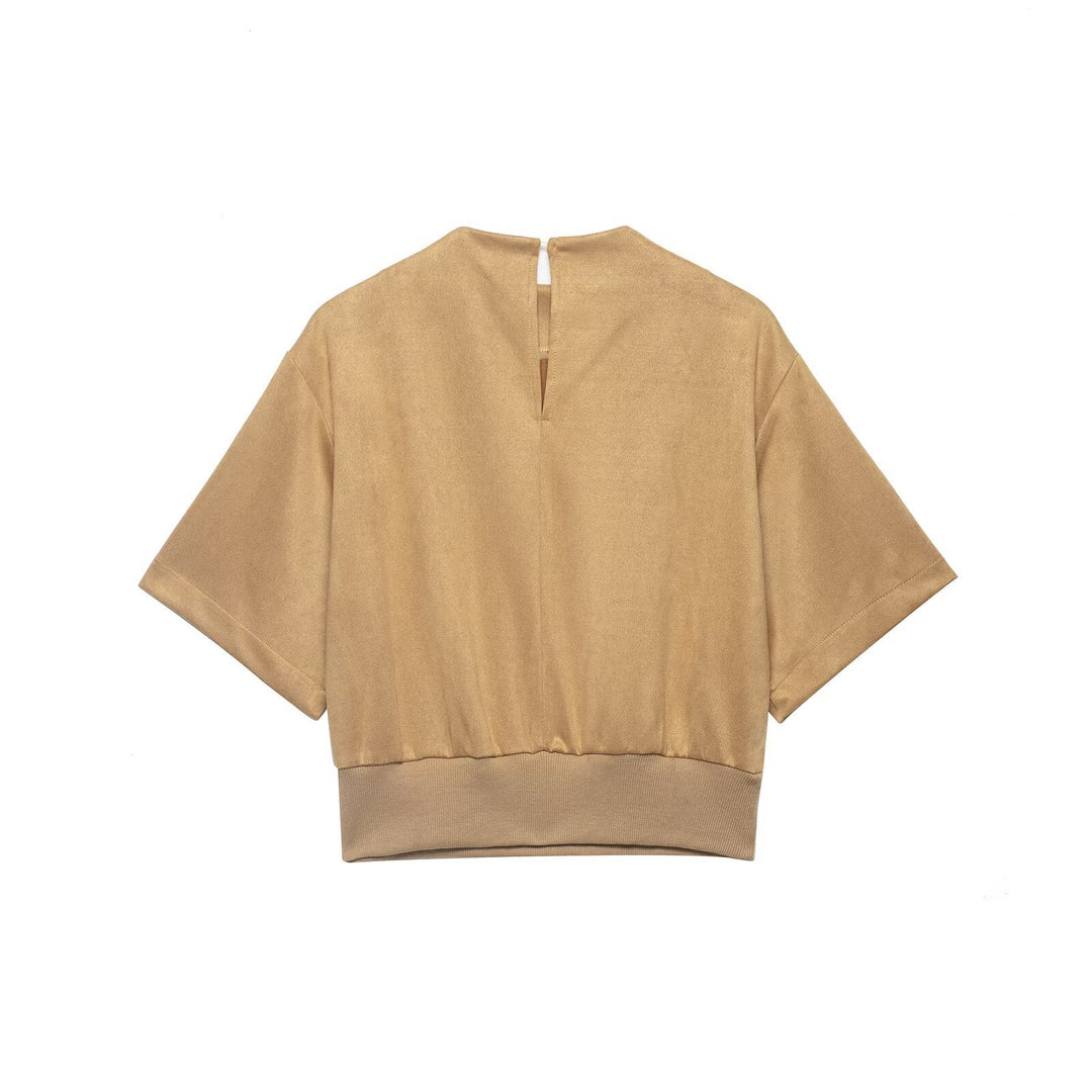 Damen Cropped T-Shirt mit elegantem Bund Drune