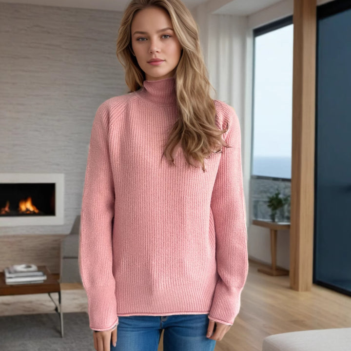 Damen gemütlicher Rollkragenpullover aus weichem Grobstrick Drune