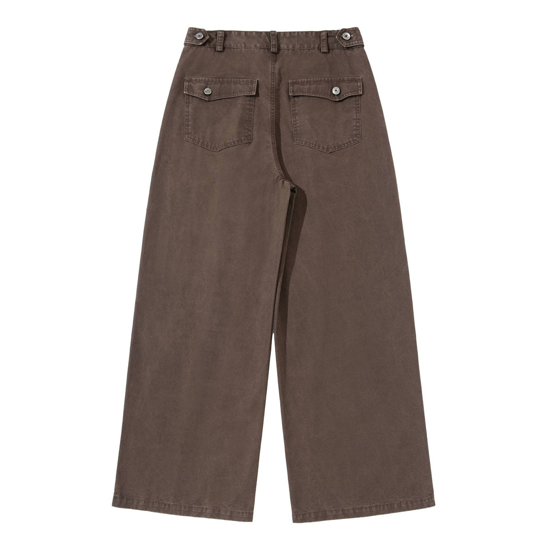 Damen Hochtaillierte Canvas-Culotte mit Vorderfalten und geradem Bein Drune