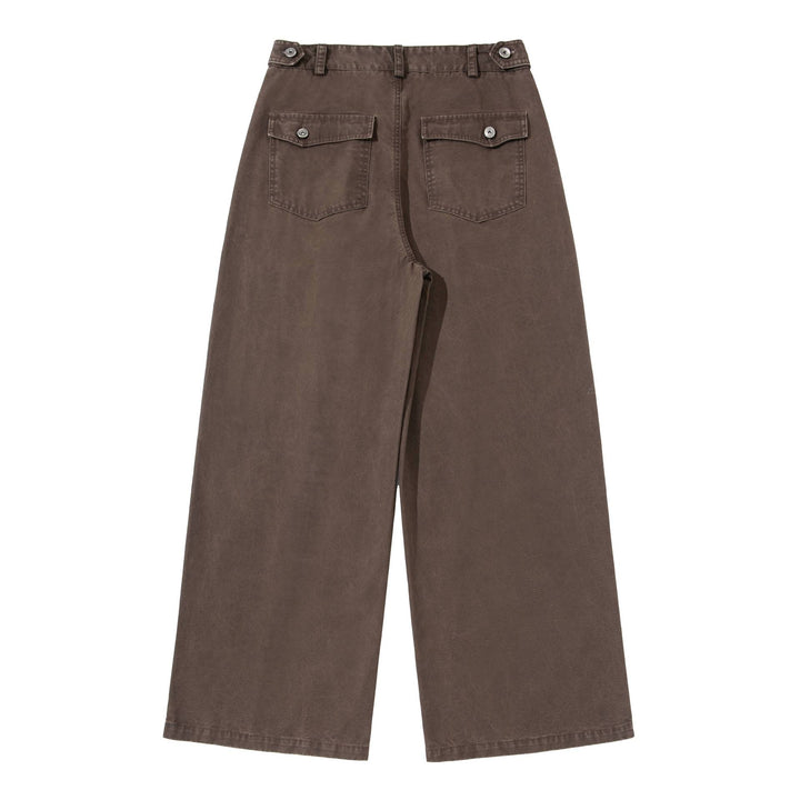 Damen Hochtaillierte Canvas-Culotte mit Vorderfalten und geradem Bein Drune