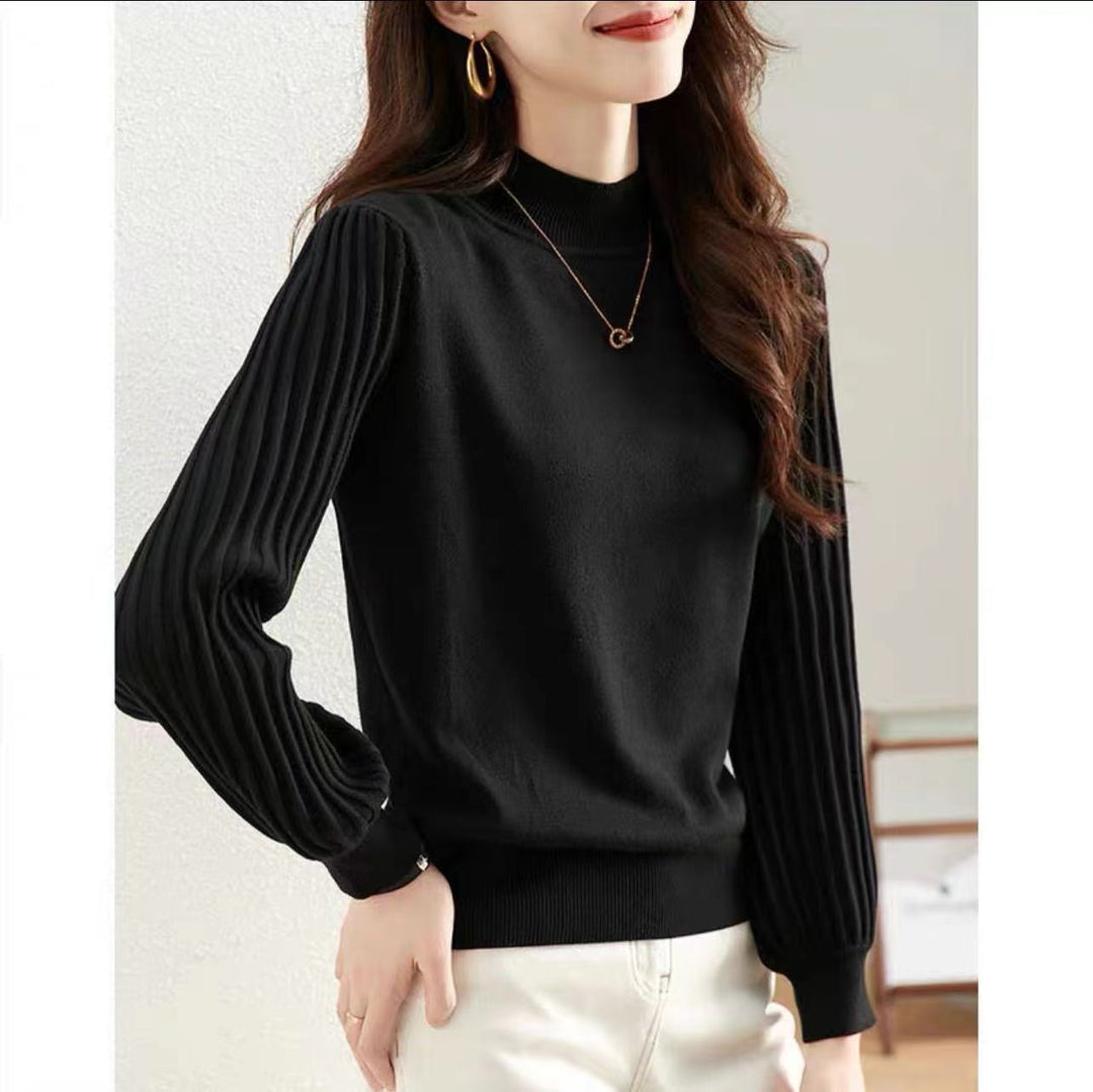 Damen eleganter Pullover mit hohen Strickärmeln Drune