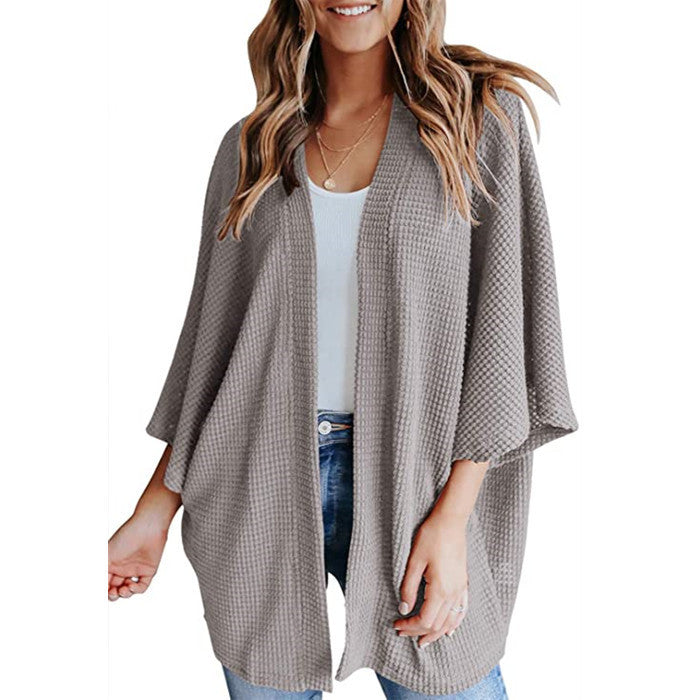 Damen lässiger Strickjacke im Waffelmuster Drune