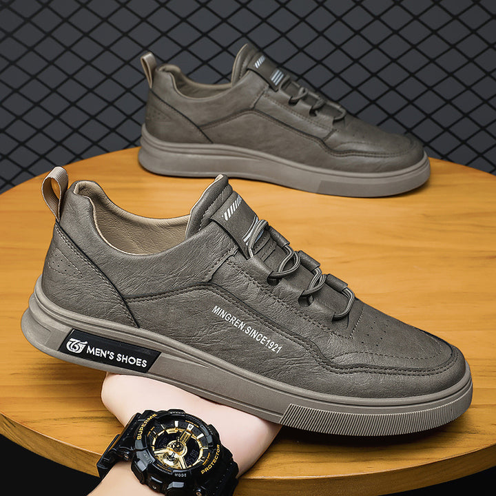 Herren elegante Low-Top Lederoptik City-Sneaker mit verstärkter Zehenkappe und gepolstertem Fersenkragen Drune