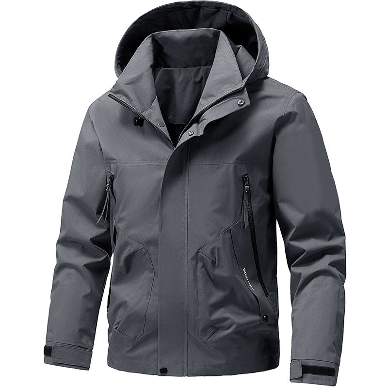 Herren Atmungsaktive Softshell Outdoorjacke mit winddichter Membran, verstellbarer Kapuze und Reißverschlusstaschen Drune