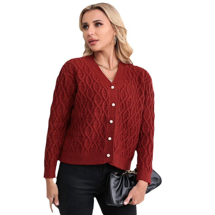 Damen Strickjacke mit strukturiertem Zopfmuster und zarten Knöpfen Drune