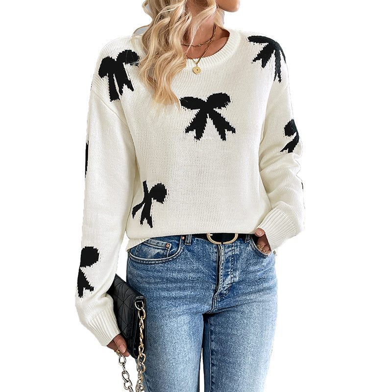 Damen Verspielter Pullover mit Schleifen-Muster Drune