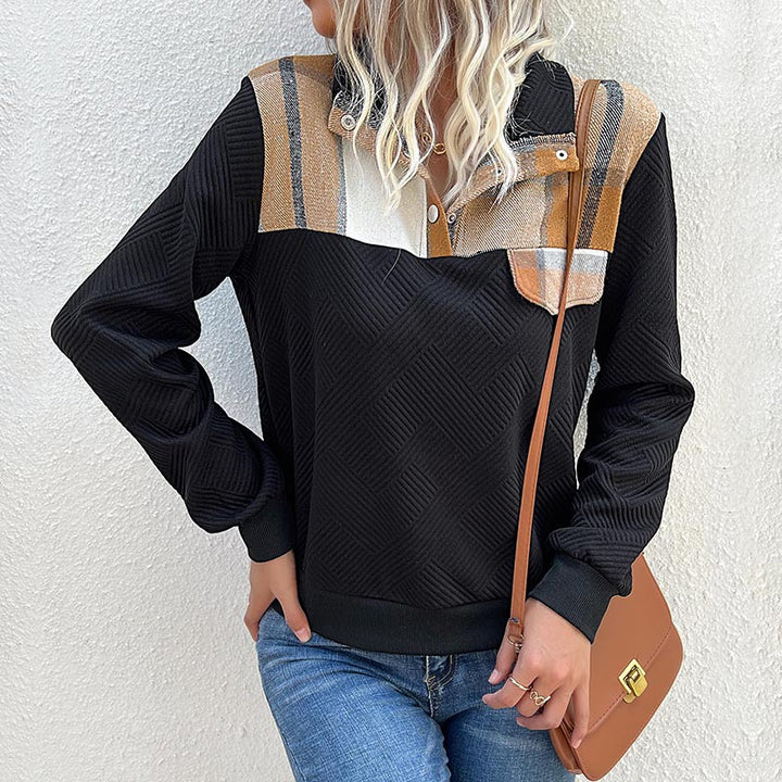 Damen Sportlicher Pullover mit klassischem Kragen Drune