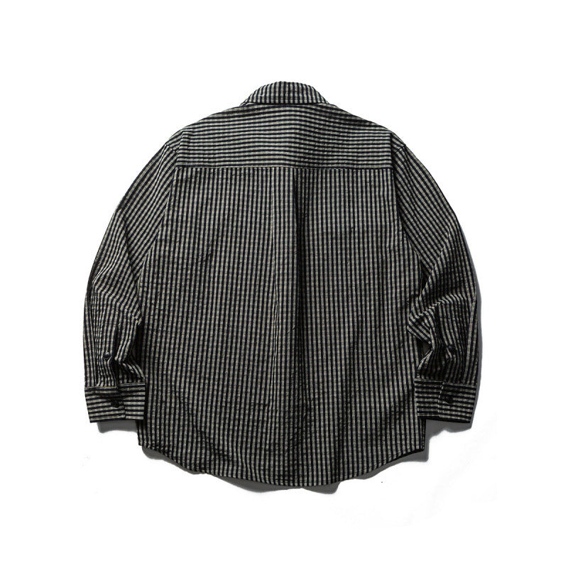 Herren Oversize-Karo-Hemd aus strukturierter Baumwollmischung mit Brusttaschen Drune