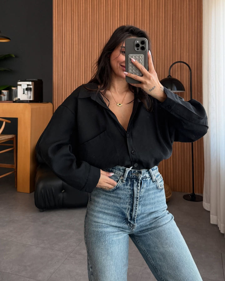 Damen Oversized Blusenhemd aus weichem Leinenstoff Drune
