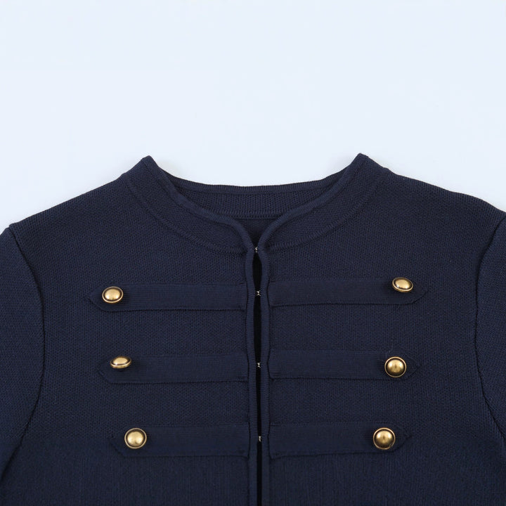 Damen Militärisch inspirierte Kurzjacke mit goldener Zierknopfleiste Drune