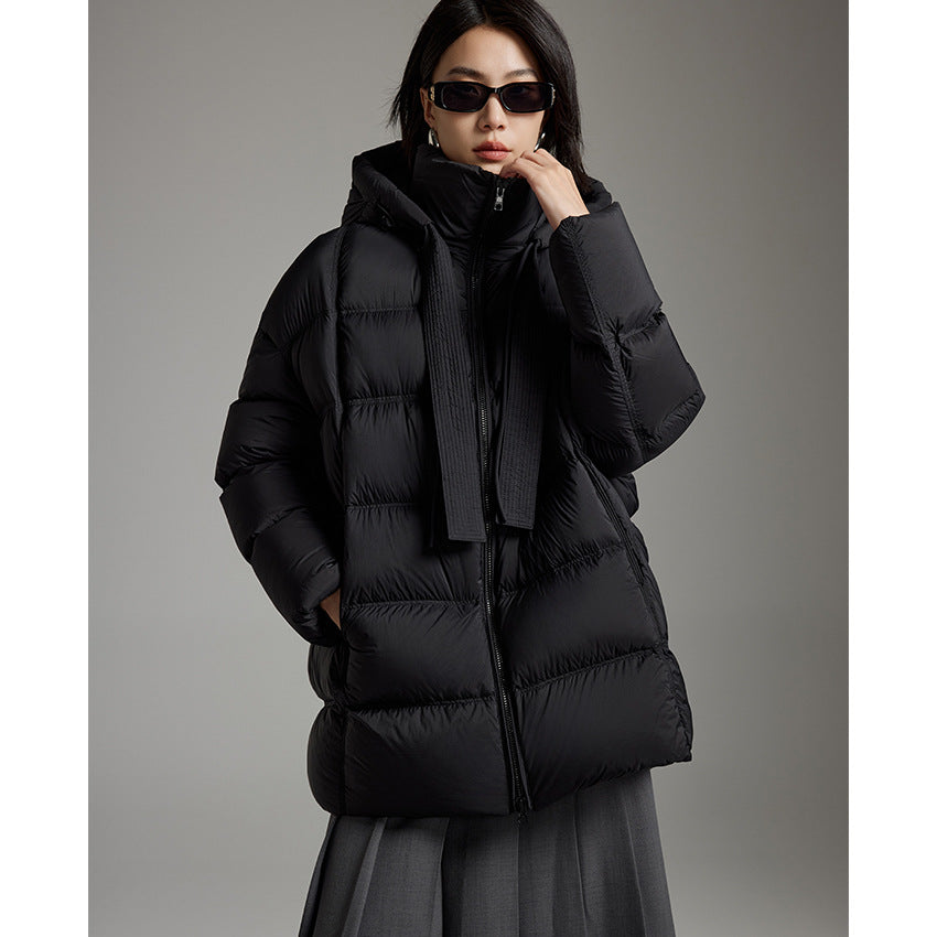 Damen Steppige wärmende Daunenjacke mit Kapuze und weiter Silhouette Drune