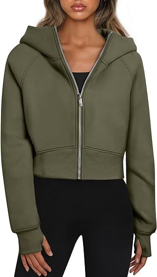 Damen cropped Kapuzenjacke mit Reißverschluss Drune