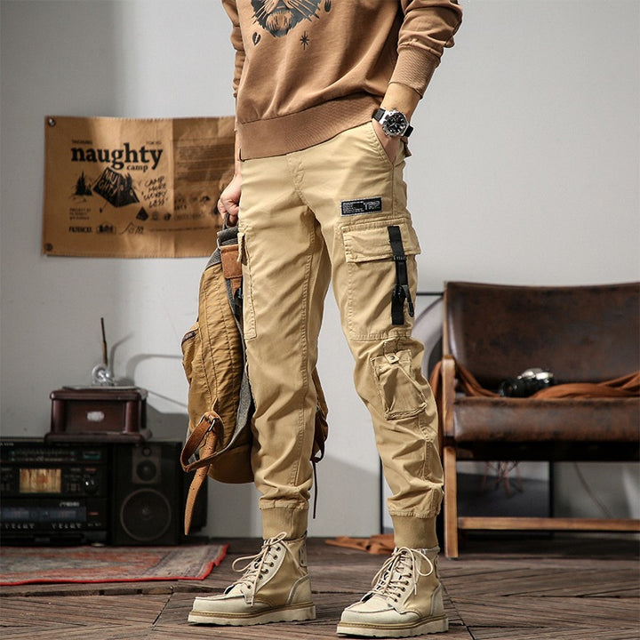 Herren Cargo-Jogginghose mit Multifunktions‑Taschen, verstellbaren Riemen & gerippten Bündchen Drune