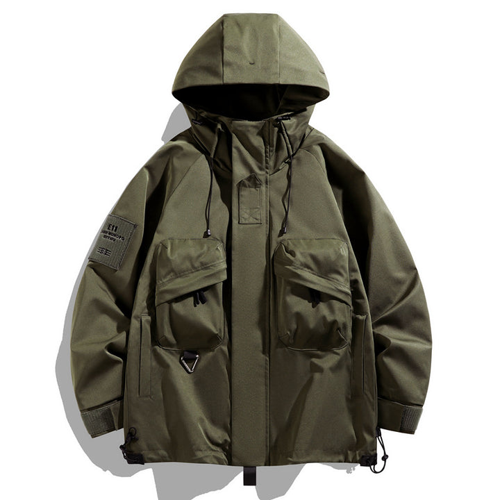 Herren Oversize Utility-Parka mit Kapuze, Multifach-Taschen & wasserabweisender Funktionsmembran Drune