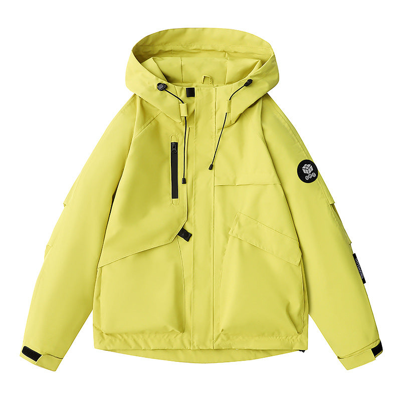 Herren wetterfeste Kapuzen-Fieldjacke mit multifunktionalen Taschen, verstellbarer Kapuze und Kinnschutz Drune
