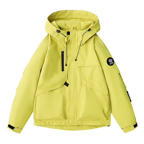 Herren wetterfeste Kapuzen-Fieldjacke mit multifunktionalen Taschen, verstellbarer Kapuze und Kinnschutz Drune