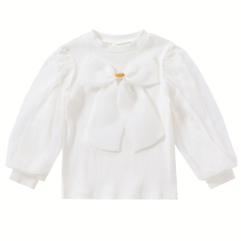 Damen Bluse mit Puffärmeln und Schleife Drune