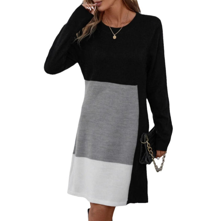 Damen Strickkleid im modernen Farbblockdesign Drune