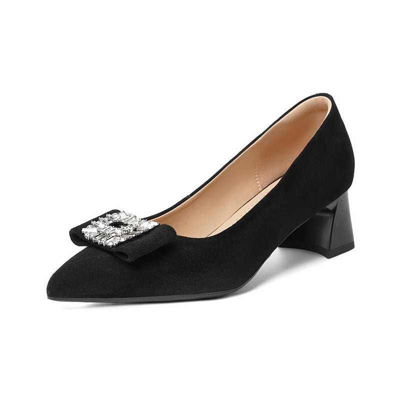 Damen elegante Pumps mit luxuriösem Schmuckdetail und komfortablem Blockabsatz Drune