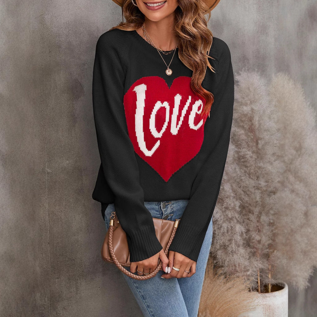 Damen Strickpullover mit Herz-Design Drune