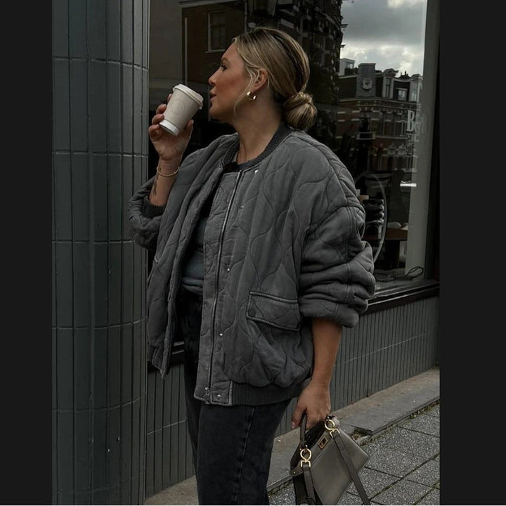 Damen gesteppte Oversized-Bomberjacke mit weichem Futter und luxuriösem Schnitt Drune