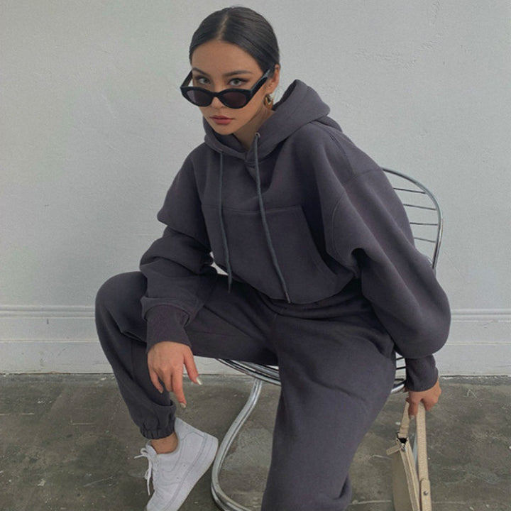 Damen Hoodie und Jogginghose-Set mit lässigem Schnitt und elastischem Bund Drune