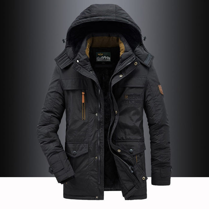 Herren nan isolierte Kapuzenparka mit Sherpa-Innenfutter, winddichter Front und Multifunktions-Taschen Drune