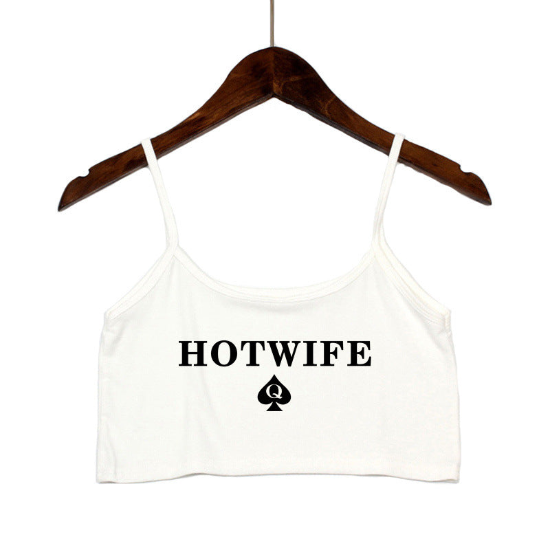 Damen Crop-Top mit modernen Schriftzügen und verstellbaren Trägern Drune