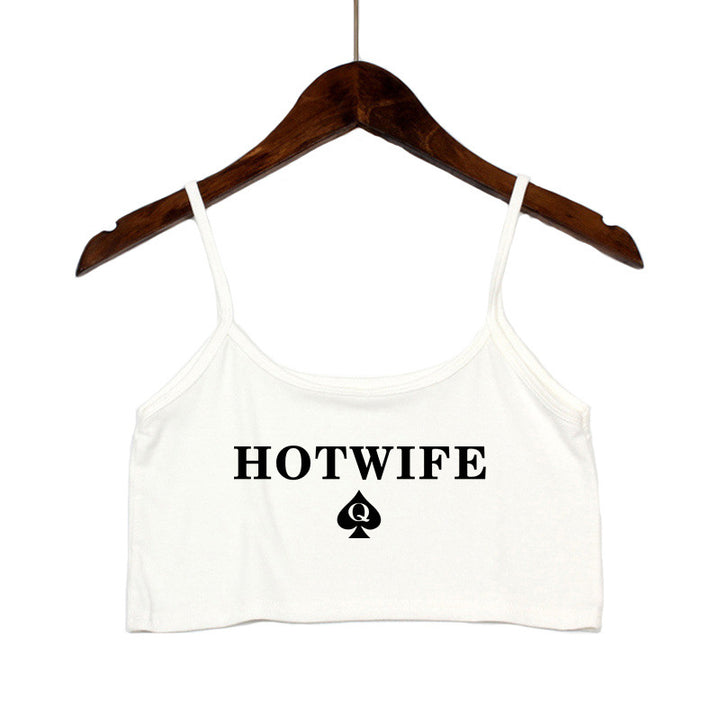 Damen Crop-Top mit modernen Schriftzügen und verstellbaren Trägern Drune
