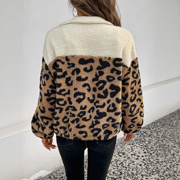 Damen Gemusterte Teddy-Jacke mit Leopardenprint Drune