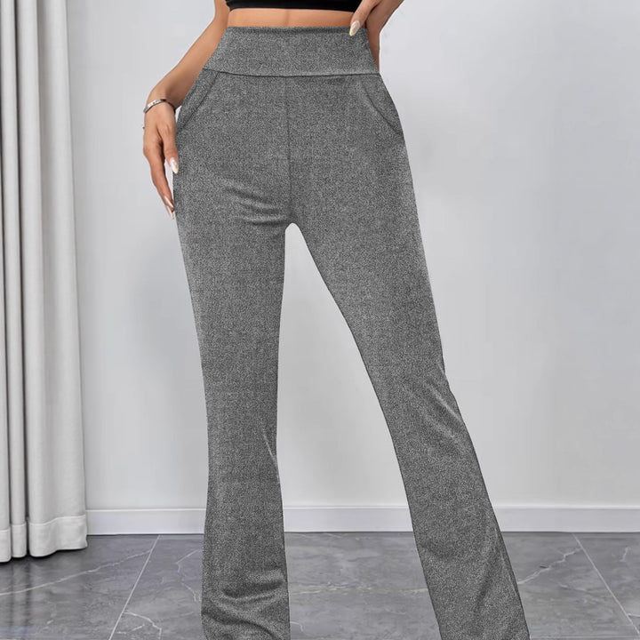 Damen Schlaghose aus Stretch‑Strick mit hohem Bund und Eingrifftaschen Drune