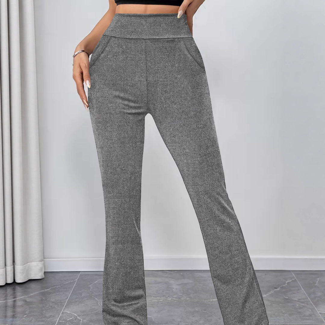 Damen Hochbund-Yogahose mit ausgestelltem Bein und Eingrifftaschen Drune