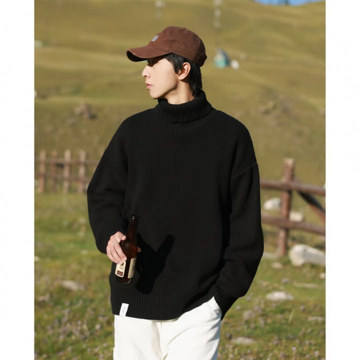 Damen Oversize-Rollkragenpullover aus weichem Baumwollmix mit gerippten Bündchen und verlängertem Saum Drune