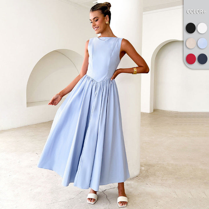 Damen Elegantes Maxi-Kleid mit breitem Rockansatz und taillierter Passform Drune